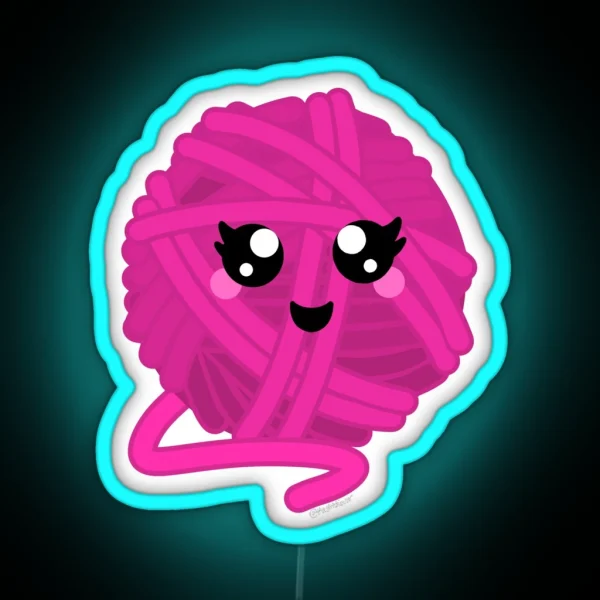 Happy Yarn Ball Pink RGB Neon Sign