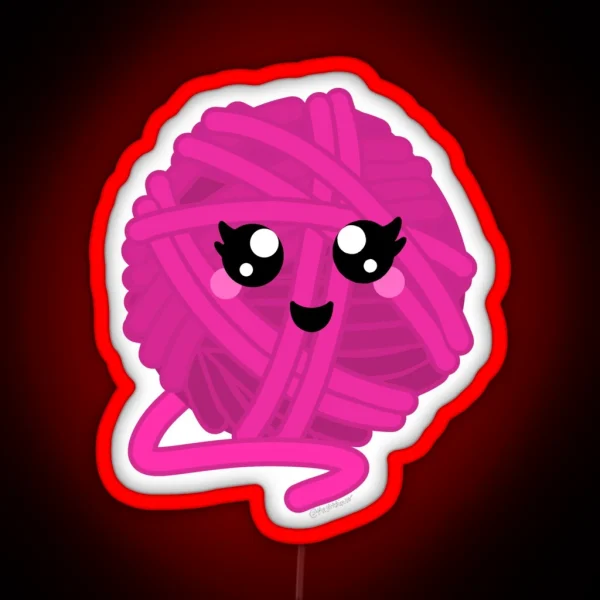 Happy Yarn Ball Pink RGB Neon Sign
