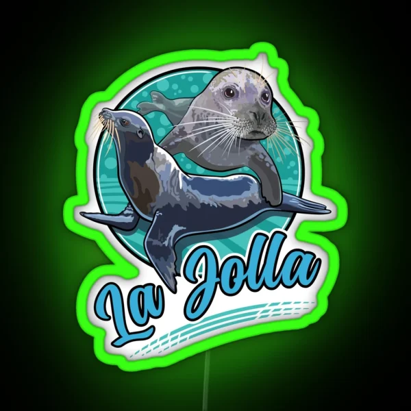Harbor Seal And Pacific Sea Lion At La Jolla San Diego RGB Neon Sign
