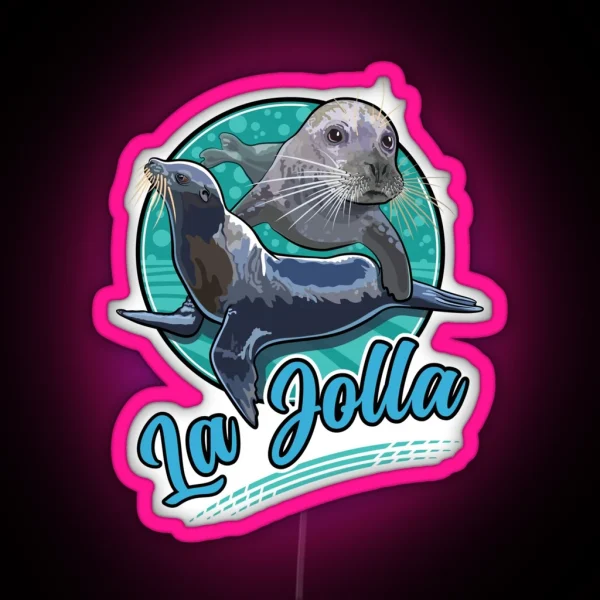 Harbor Seal And Pacific Sea Lion At La Jolla San Diego RGB Neon Sign