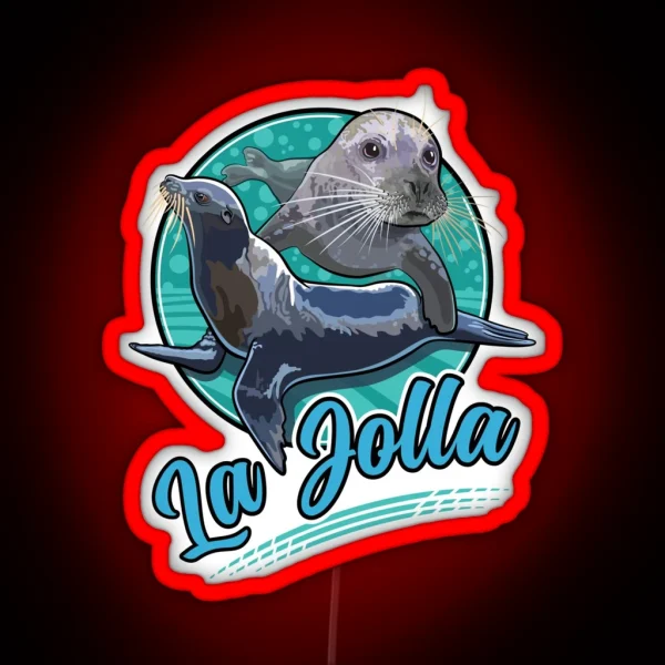 Harbor Seal And Pacific Sea Lion At La Jolla San Diego RGB Neon Sign