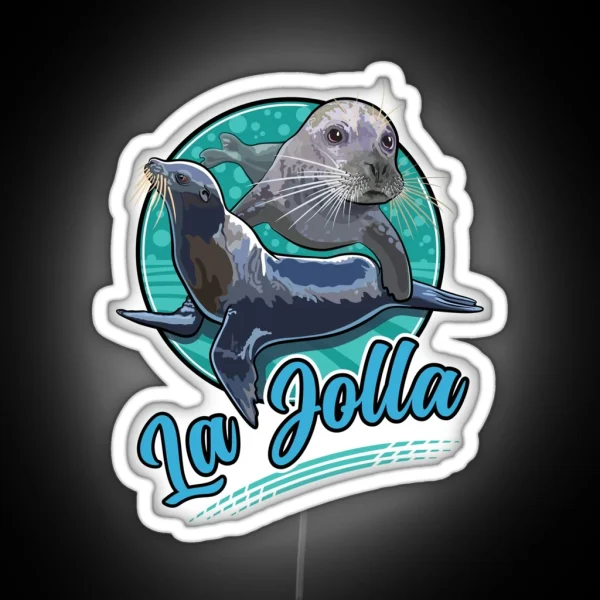 Harbor Seal And Pacific Sea Lion At La Jolla San Diego RGB Neon Sign