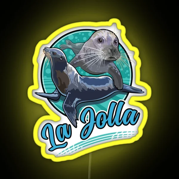 Harbor Seal And Pacific Sea Lion At La Jolla San Diego RGB Neon Sign