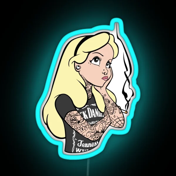 Hard Rock Princess With Cigarette Great RGB Neon Sign