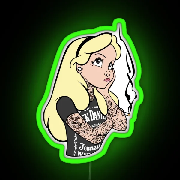 Hard Rock Princess With Cigarette Great RGB Neon Sign