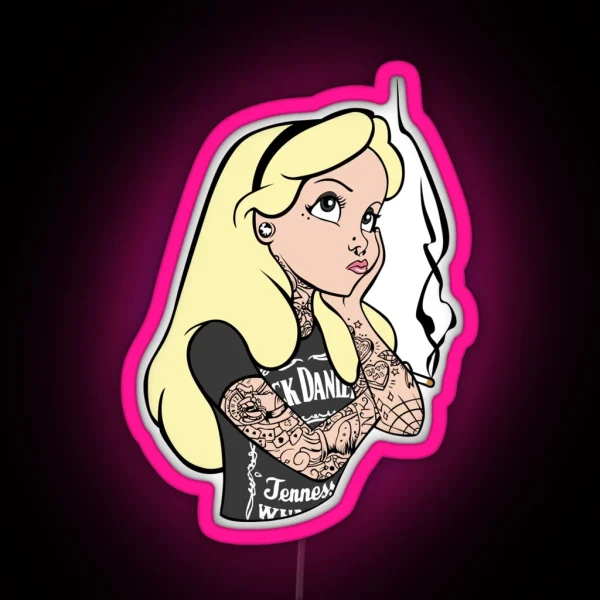 Hard Rock Princess With Cigarette Great RGB Neon Sign
