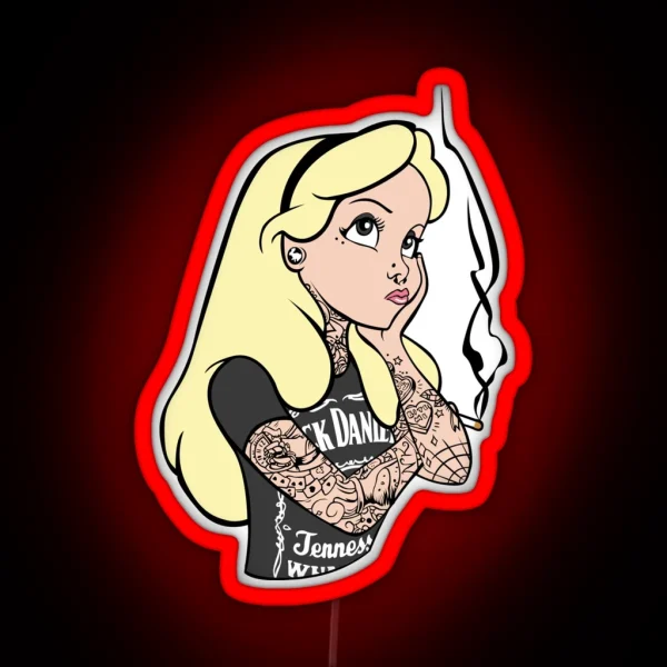 Hard Rock Princess With Cigarette Great RGB Neon Sign