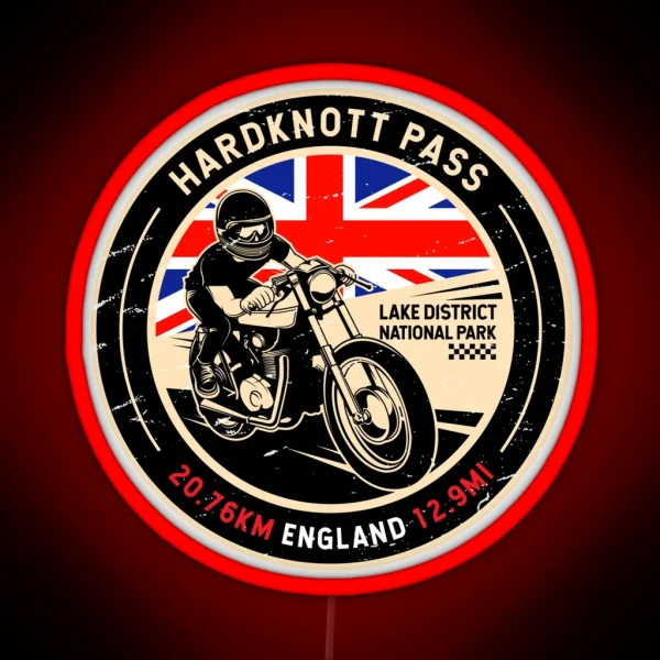 Hardknott Pass England Motorcycle RGB Neon Sign