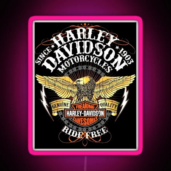 Harley Davidson Eagle RGB Neon Sign