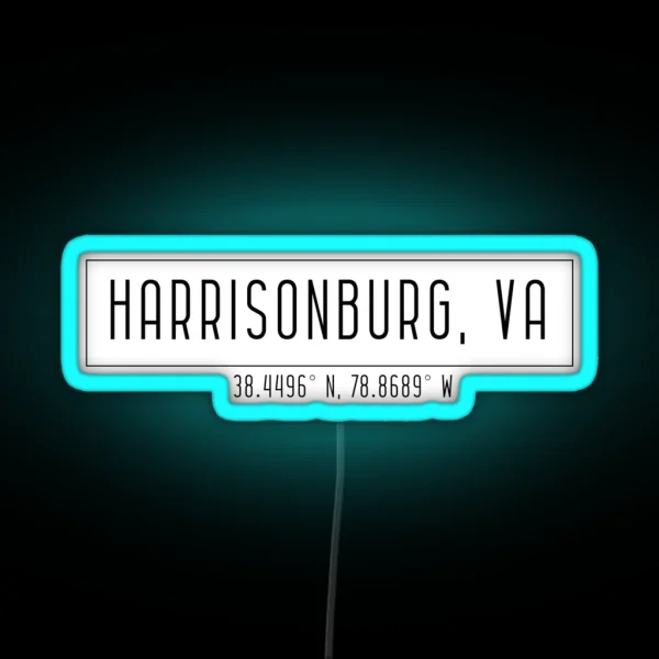 Harrisonburg Coordinates RGB Neon Sign