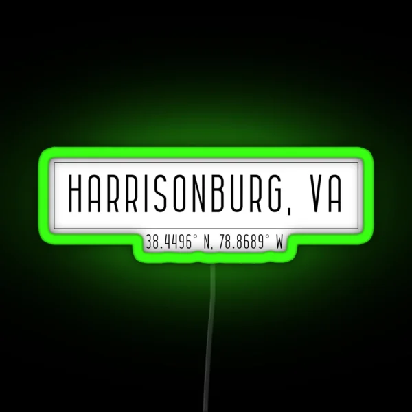 Harrisonburg Coordinates RGB Neon Sign