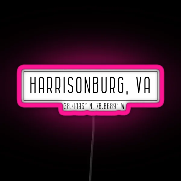 Harrisonburg Coordinates RGB Neon Sign