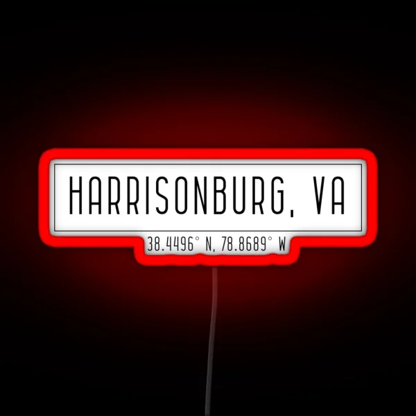 Harrisonburg Coordinates RGB Neon Sign