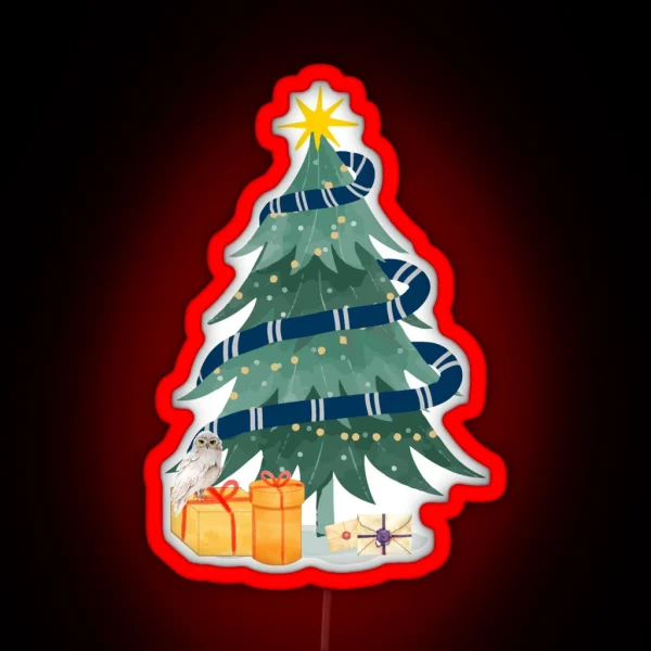 Harry P Hp Raven Blue House Magical Christmas Tree RGB Neon Sign