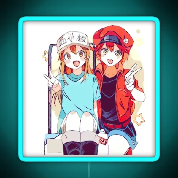 Hataraku Saibou Cells At Work Red Blood Cell And RGB Neon Sign