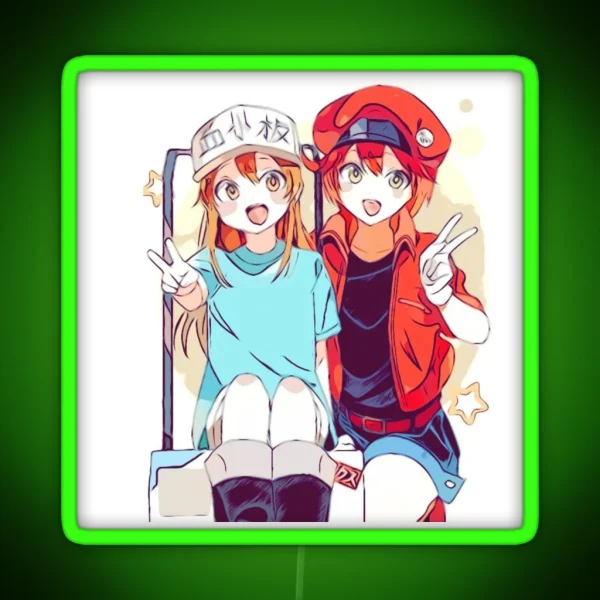 Hataraku Saibou Cells At Work Red Blood Cell And RGB Neon Sign