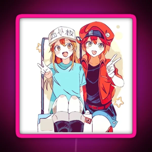 Hataraku Saibou Cells At Work Red Blood Cell And RGB Neon Sign