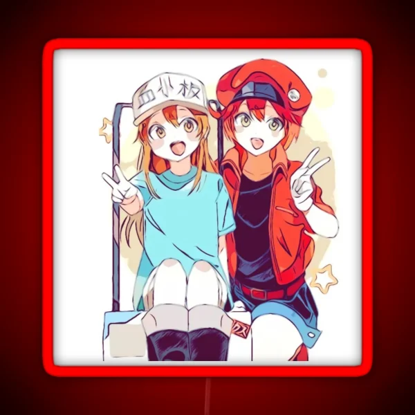 Hataraku Saibou Cells At Work Red Blood Cell And RGB Neon Sign