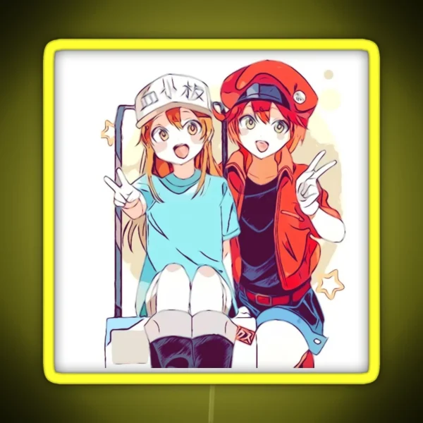 Hataraku Saibou Cells At Work Red Blood Cell And RGB Neon Sign
