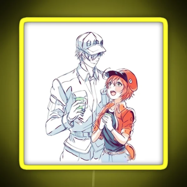 Hataraku Saibou Cells At Work Red Blood Cell And White RGB Neon Sign