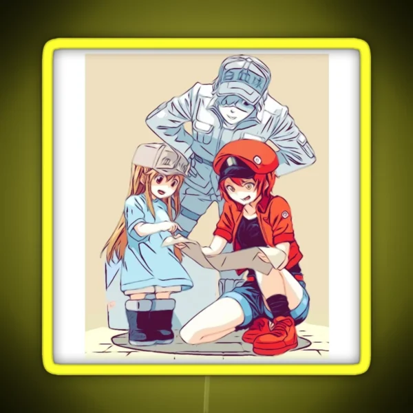 Hataraku Saibou Cells At Work Red Blood Cell White RGB Neon Sign