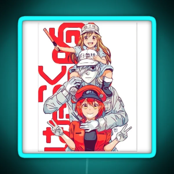 Hataraku Saibou Cells At Work Red Blood Cell White RGB Neon Sign