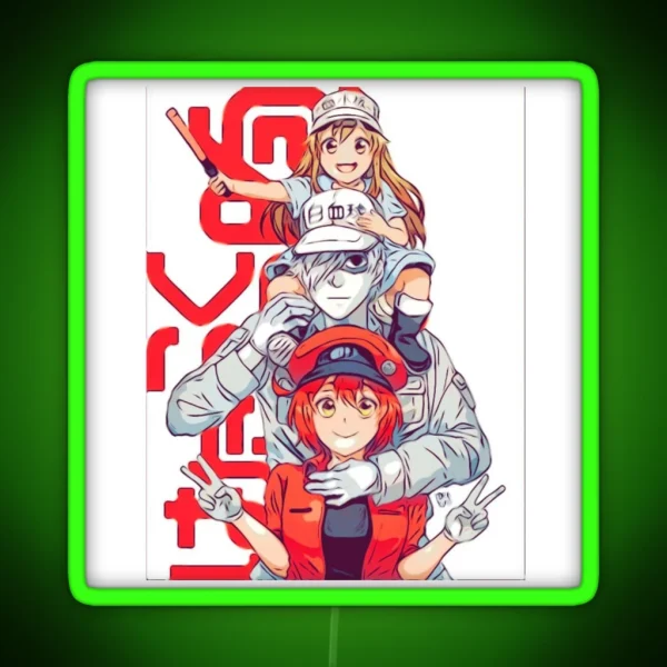 Hataraku Saibou Cells At Work Red Blood Cell White RGB Neon Sign