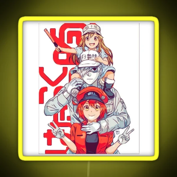 Hataraku Saibou Cells At Work Red Blood Cell White RGB Neon Sign