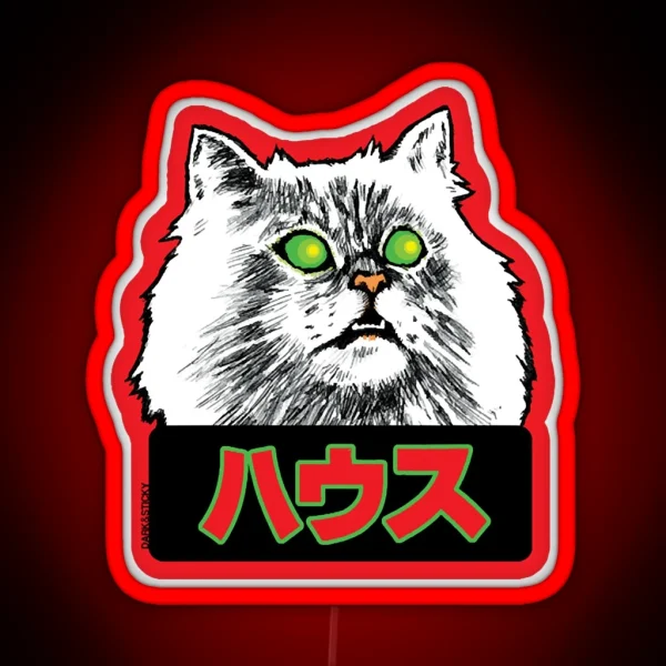 Hausu Cat Blanche House Cat Kawaii Japanese Cult Movie RGB Neon Sign