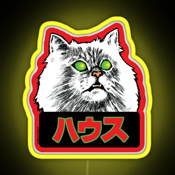 Hausu Cat Blanche House Cat Kawaii Japanese Cult Movie RGB Neon Sign