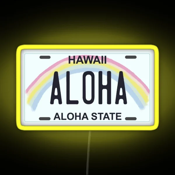 Hawaii License Plate RGB Neon Sign