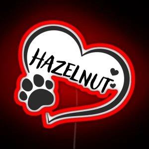 Hazelnut Pet Dog Or Cat Name In A Heart With A Paw Great Gift For Dog Or Cat Owners RGB Neon Sign