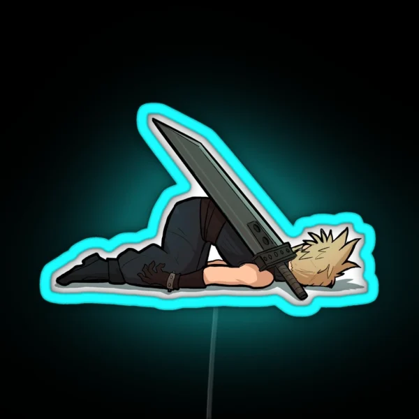 He S Tired Cloud Strife Edition RGB Neon Sign