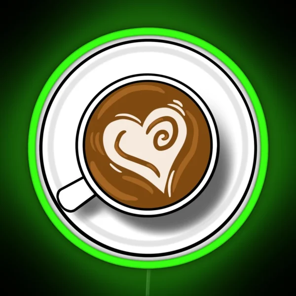Heart Latte Art RGB Neon Sign