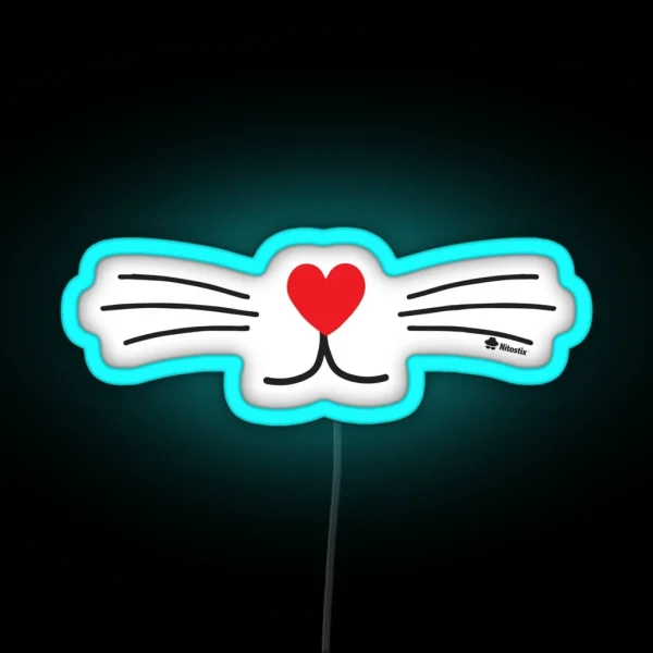 Heart Nose Whiskers RGB Neon Sign
