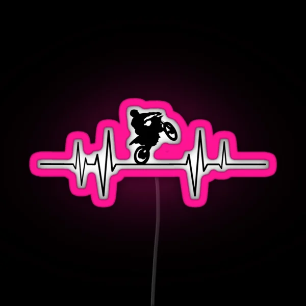 Heartbeat Motocross Motorbike Wheelie RGB Neon Sign