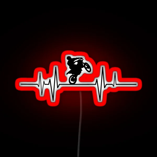 Heartbeat Motocross Motorbike Wheelie RGB Neon Sign