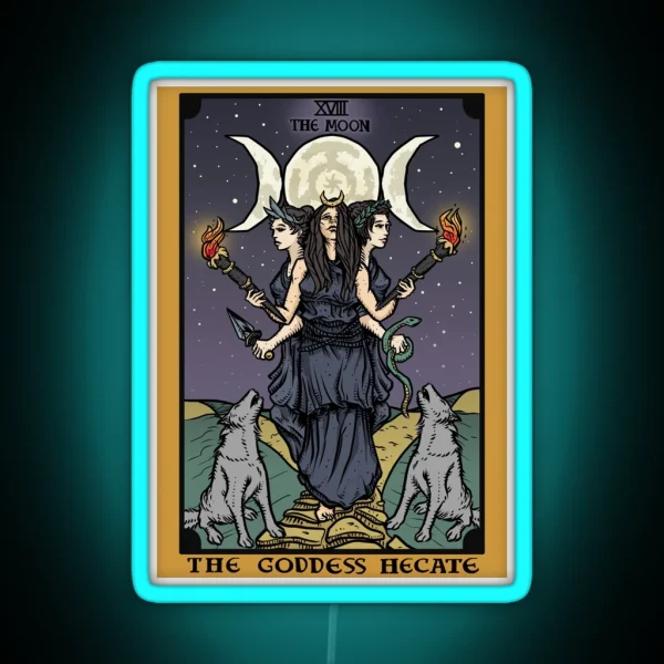 Hecate Triple Moon Goddess Of Witchcraft And Magick RGB Neon Sign