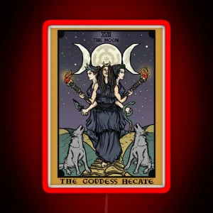 Hecate Triple Moon Goddess Of Witchcraft And Magick Witch Hekate Wheel Tarot Card RGB Neon Sign