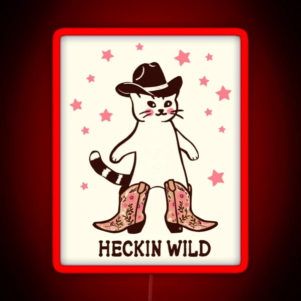 Heckin Wild Cowboy Cat RGB Neon Sign