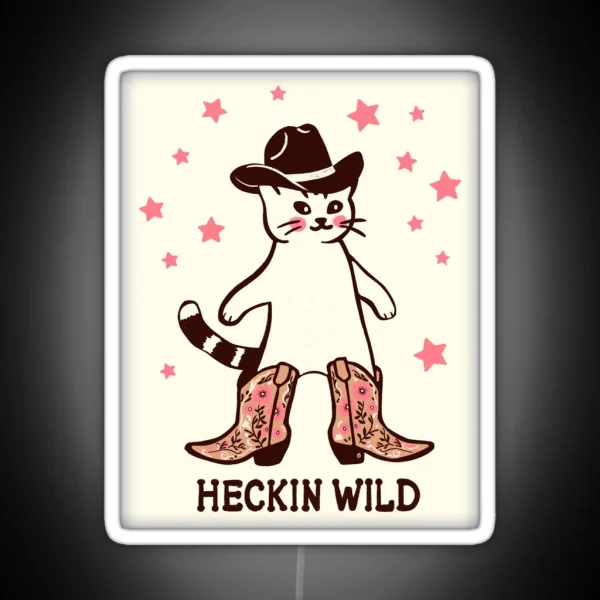 Heckin Wild Cowboy Cat RGB Neon Sign
