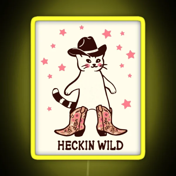 Heckin Wild Cowboy Cat RGB Neon Sign
