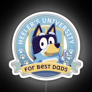 Heeler S University For Best Dads Bingo Bandit Chilli Heeler RGB Neon Sign