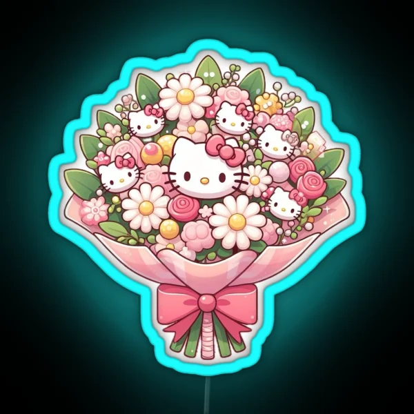 Hello Kitty Flower Bouquet RGB Neon Sign