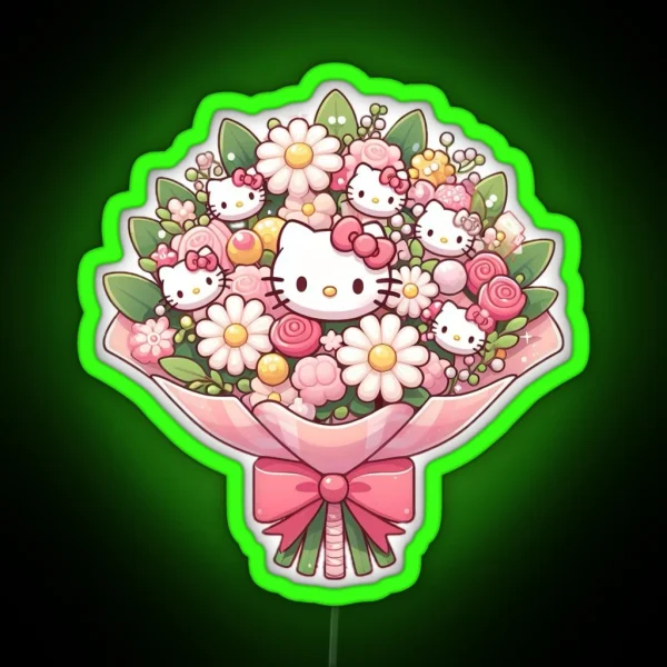 Hello Kitty Flower Bouquet RGB Neon Sign