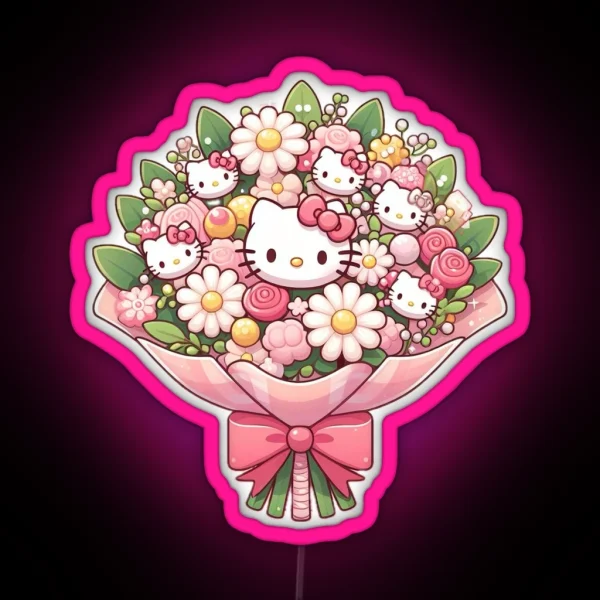 Hello Kitty Flower Bouquet RGB Neon Sign