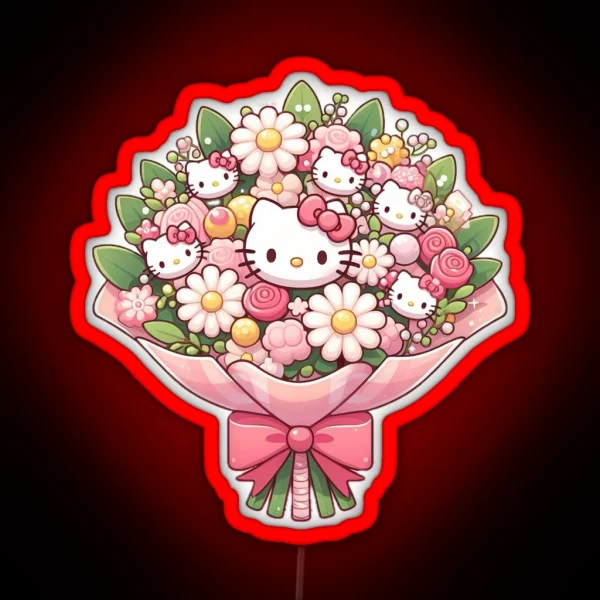 Hello Kitty Flower Bouquet RGB Neon Sign