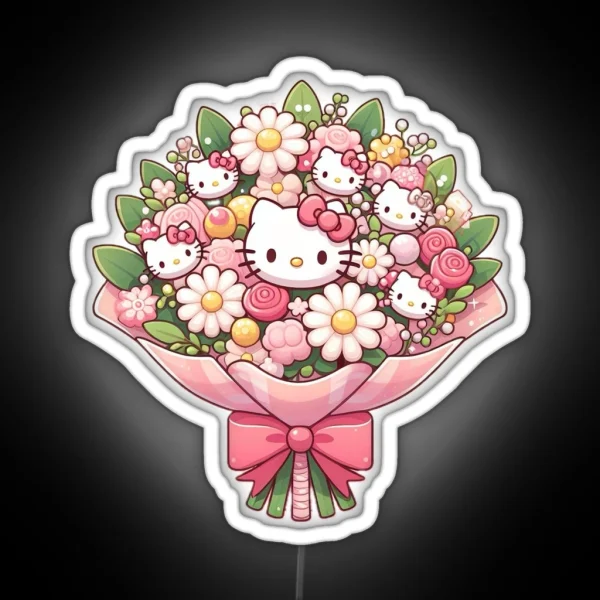 Hello Kitty Flower Bouquet RGB Neon Sign