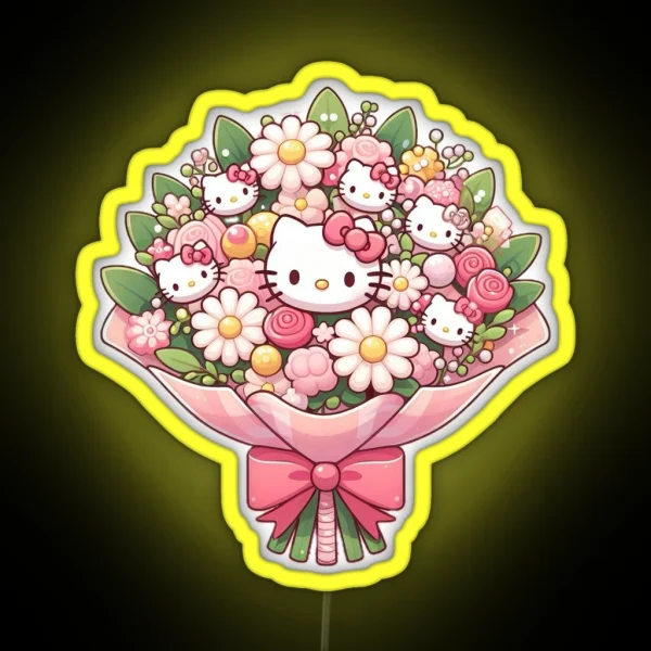 Hello Kitty Flower Bouquet RGB Neon Sign