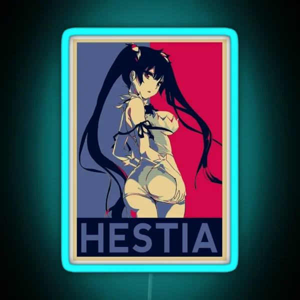 Hestia Waifu Goddess Cute Japannese Girl Kawaii Sexy RGB Neon Sign